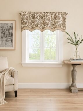 NEW Waverly Charmed Life Wave Valance in Beige and Brown. 52" Wide X 18" Long.